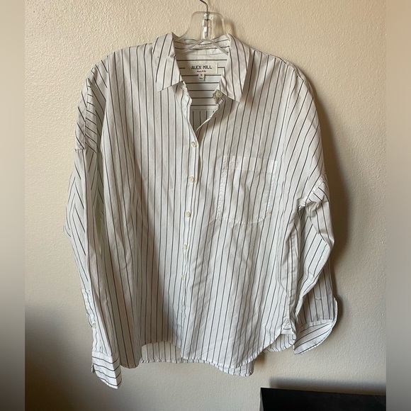 Alex Mill Women's Stripe Button Down Shirt White and Black Size S Boxy Top - Picture 1 of 6